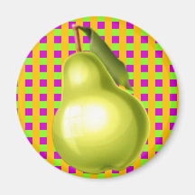 Pear Plaid Fridge Magnet