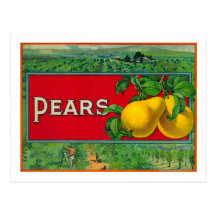 Pear Stock Crate Label Post Cards