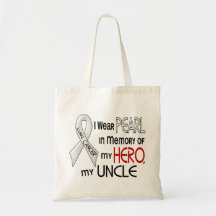 Pearl In Memory Of My Uncle Lung Cancer Tote Bags