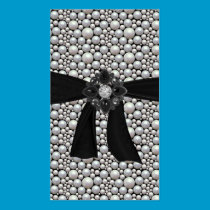 Pearl Ribbon & Rhinestone Business card business cards