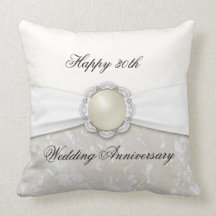 Pearl Wedding Anniversary Throw Pillow