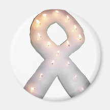 Pearly White Awareness Ribbon Candle Magnet