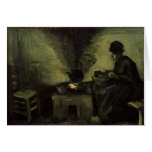 Peasant woman by the fireplace Vincent van Gogh Greeting Cards