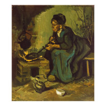 Peasant Woman Cooking by a Fireplace by Van Gogh Photo Print