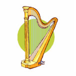 Pedal Harp Green Circle Behind Graphic Music Acrylic Cut Outs