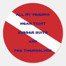 Peeing Diver Round Sticker #2