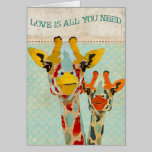 Peeking Giraffes Love Is All You Need Blue  Card cards