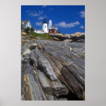 Pemaquid Point Lighthouse and Cliffs Print
