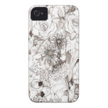 Pencil Sketched Blooms iPhone Case iPhone 4 Case-Mate Case