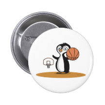 Penguin Basketball Pinback Buttons