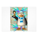 Penguin holding up a fairy child graphic personalized invitation