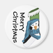 Penguin Stocking  by Tracey Smith Studios Magnet