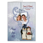 Penguin Wedding Photo Invitation Card