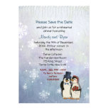 Penguin Wedding Snowflakes Rehearsal Dinner Invite