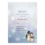 Penguin Wedding with Snowflakes - RSVP Custom Announcement
