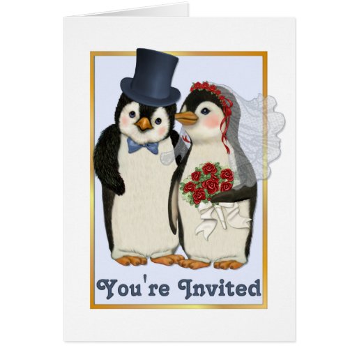 Penguin Wedding- You're Invited Card