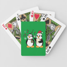 Penguins Caroling at Christmas Bicycle Card Decks