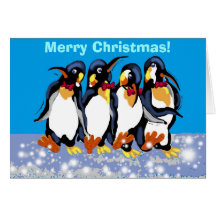 Penguins in bowties, Merry Christmas! Greeting Card