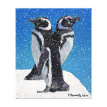 Penguins in the Snow Wrapped Canvas Canvas Print