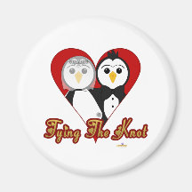 Penguins Wedding Heart Tying The Knot Fridge Magnets