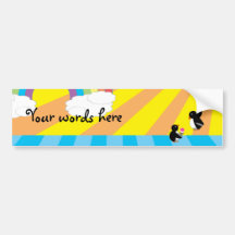 Penguins with ice cream and balloons bumper sticker
