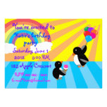 Penguins with ice cream and balloons invitation invitations