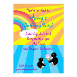 Penguins with ice cream  birthday invitation invitations