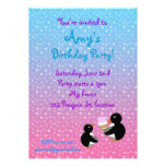 Penguins with ice cream on stars invitation invitations