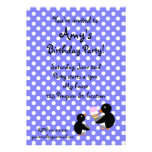 Penguins with ice cream on Violet polkadots invite invitations