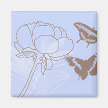 Peony and Butterflies Magnet