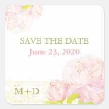 Peony + Faux Lace Summer Save the Date Stickers