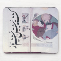 People sleeping and calligraphy mousepads