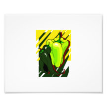 Peppers green and yellow on yellow bg photograph