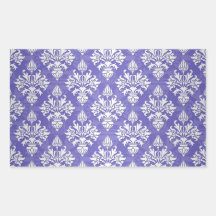 Periwinkle Blue Purple Artichoke Damask Pattern Rectangular Stickers