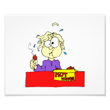 Person eating hot wings cartoon HOT Photographic Print