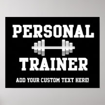Personal Trainer Black and White Dumbell Training Posters