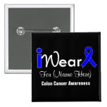 Personalise Blue Ribbon Colon Cancer Buttons