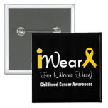 Personalise gold Ribbon Childhood Cancer Button