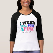 Personalise I Wear Teal Pink & Blue Thyroid Cancer Shirts