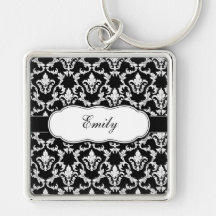 Personalise With Your Name Damask Keychain
