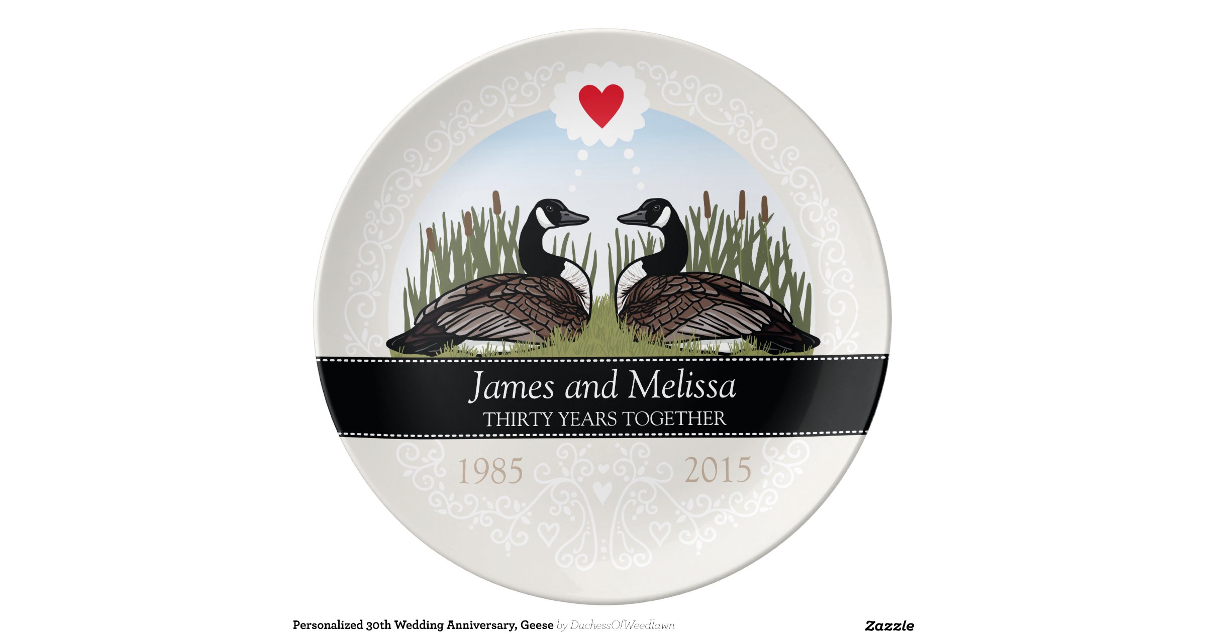 Personalised 30th Wedding Anniversary, Geese Porcelain Plates Zazzle