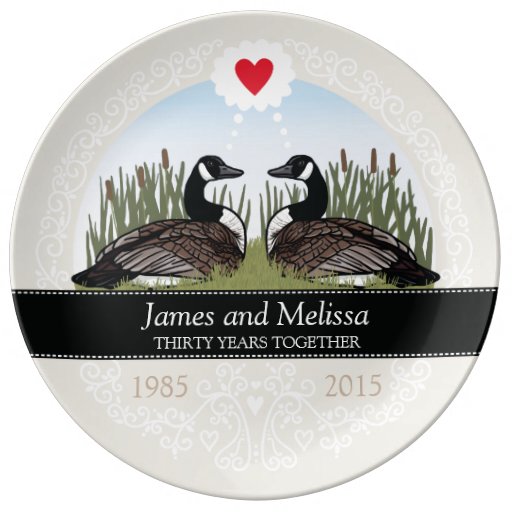 Personalised 30th Wedding Anniversary, Geese Porcelain Plates Zazzle