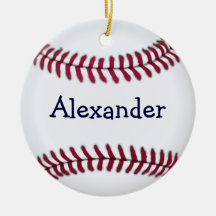 Personalised Baseball with Red Stitching Ornaments