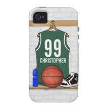 Personalised Basketball Jersey (green) iPhone 4 Covers