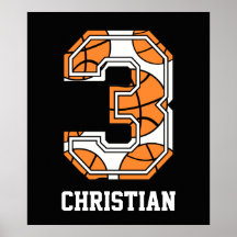 Personalised Basketball Number 3 Poster