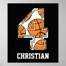 Personalised Basketball Number 4 Poster