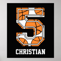 Personalised Basketball Number 5 Print