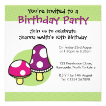 Personalised Birthday Invitation - Mushrooms