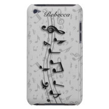 Personalised black and grey musical notes iPod touch Case-Mate case