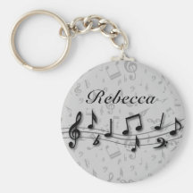 Personalised black and grey musical notes key chains